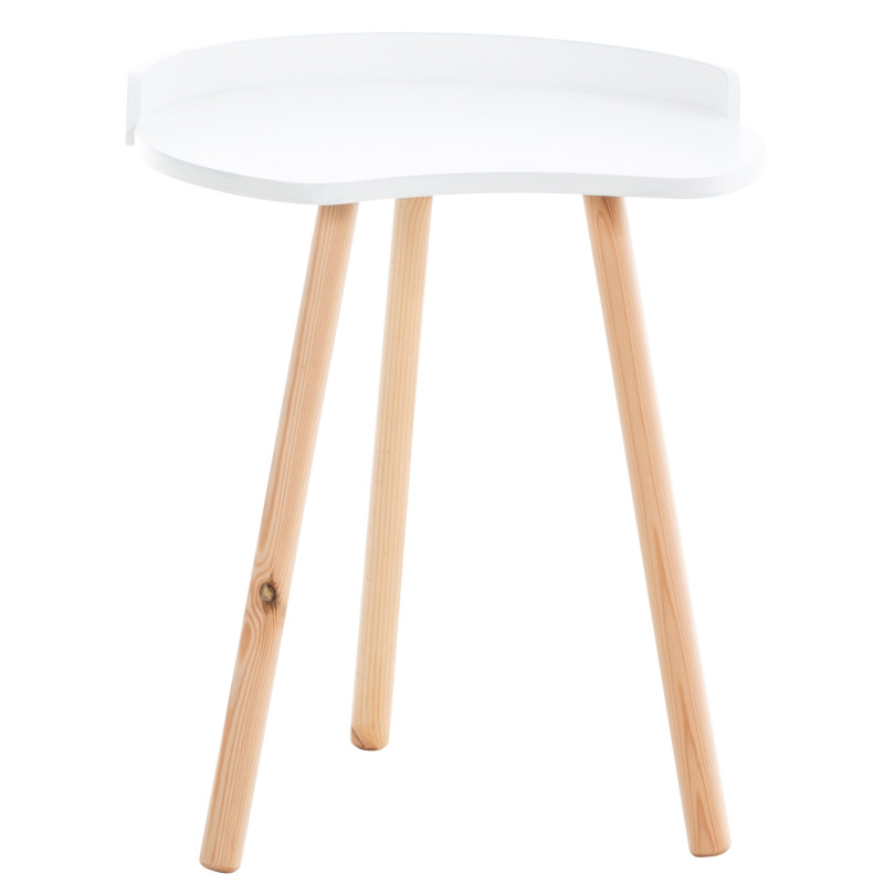 Table d'appoint moderne scandinave Organique Bois MDF Blanc Bois de hêtre Naturel Karil - 1