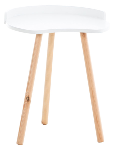 Table d'appoint moderne scandinave Organique Bois MDF Blanc Bois de hêtre Naturel Karil - 1