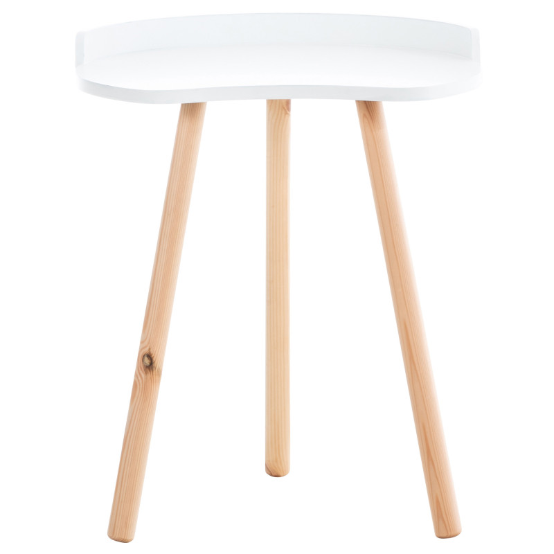 Table d'appoint moderne scandinave Organique Bois MDF Blanc Bois de hêtre Naturel Karil - 2