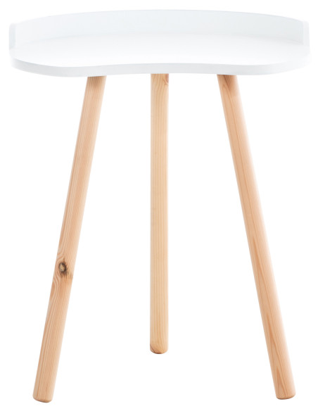Table d'appoint moderne scandinave Organique Bois MDF Blanc Bois de hêtre Naturel Karil - 2