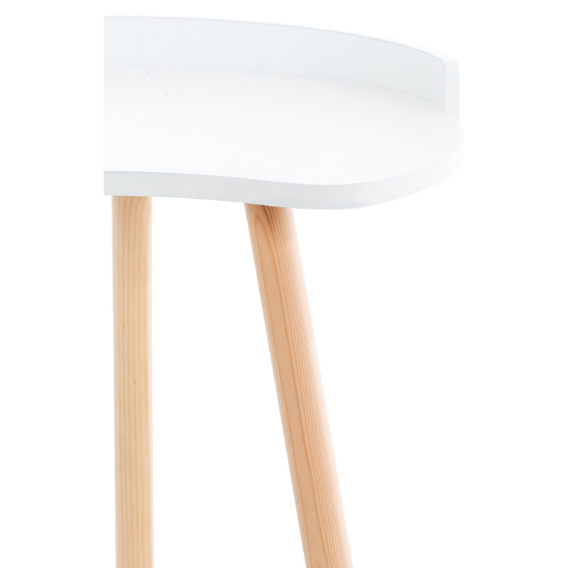 Table d'appoint moderne scandinave Organique Bois MDF Blanc Bois de hêtre Naturel Karil - 3