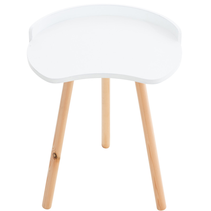 Table d'appoint moderne scandinave Organique Bois MDF Blanc Bois de hêtre Naturel Karil - 5