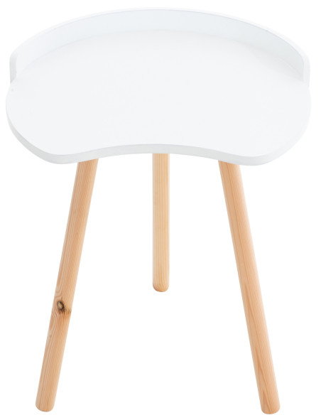 Table d'appoint moderne scandinave Organique Bois MDF Blanc Bois de hêtre Naturel Karil - 5