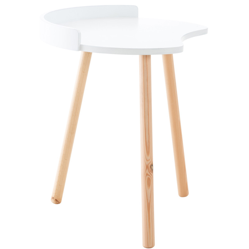 Table d'appoint moderne scandinave Organique Bois MDF Blanc Bois de hêtre Naturel Karil - 6