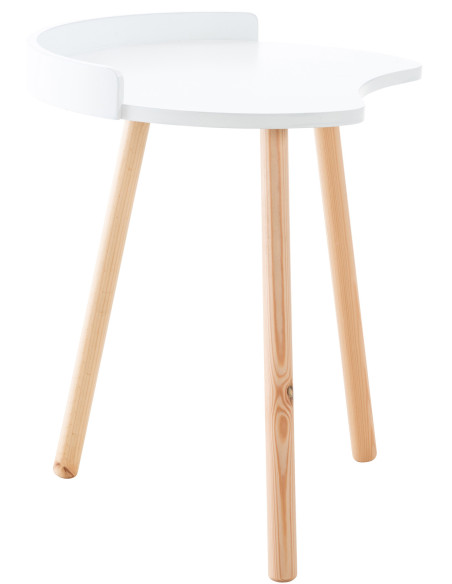 Table d'appoint moderne scandinave Organique Bois MDF Blanc Bois de hêtre Naturel Karil - 6