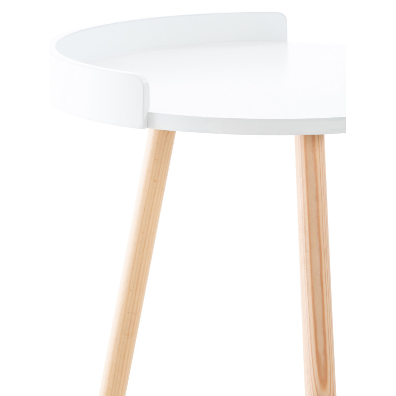 Table d'appoint moderne scandinave Organique Bois MDF Blanc Bois de hêtre Naturel Karil - 7