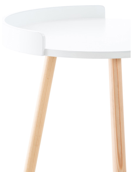 Table d'appoint moderne scandinave Organique Bois MDF Blanc Bois de hêtre Naturel Karil - 7