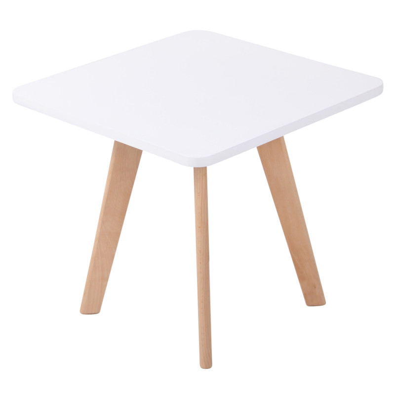 Table basse moderne scandinave Carrée 50 cm Bois MDF Blanc Bois de hêtre Naturel Denor - 1