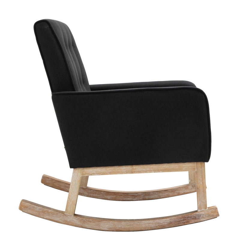 Fauteuil à bascule rétro scandinave Tissu Noir Capitonné Bois Naturel Koyen - 3