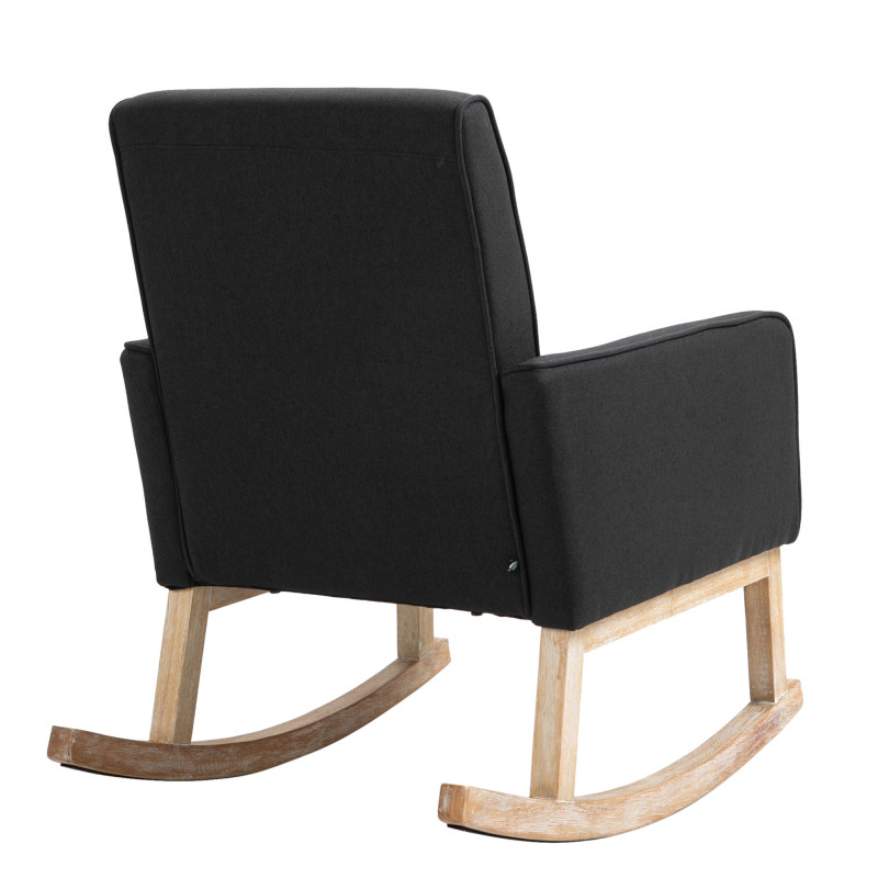 Fauteuil à bascule rétro scandinave Tissu Noir Capitonné Bois Naturel Koyen - 4