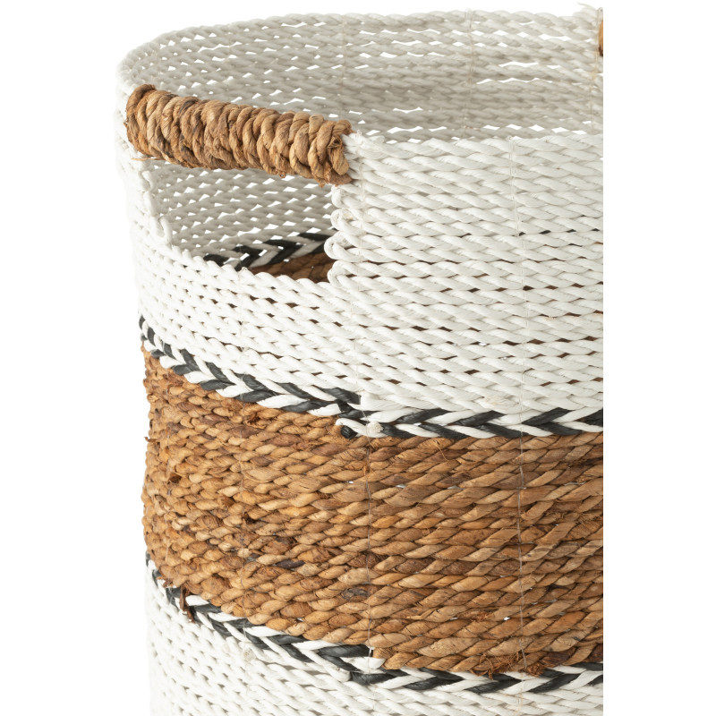 Paniers de rangement déco raffia naturel et blanc Lot de 3 - 4