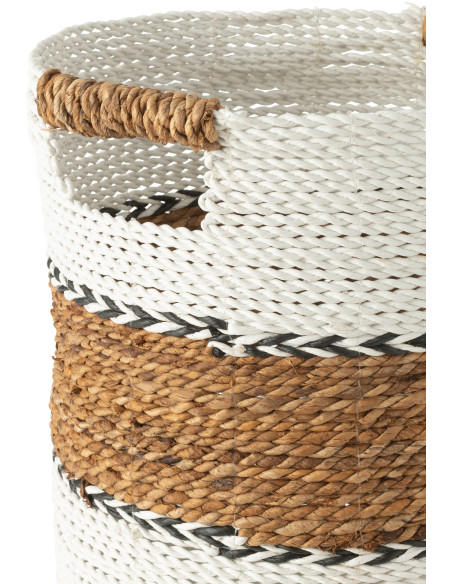 Paniers de rangement déco raffia naturel et blanc Lot de 3 - 4