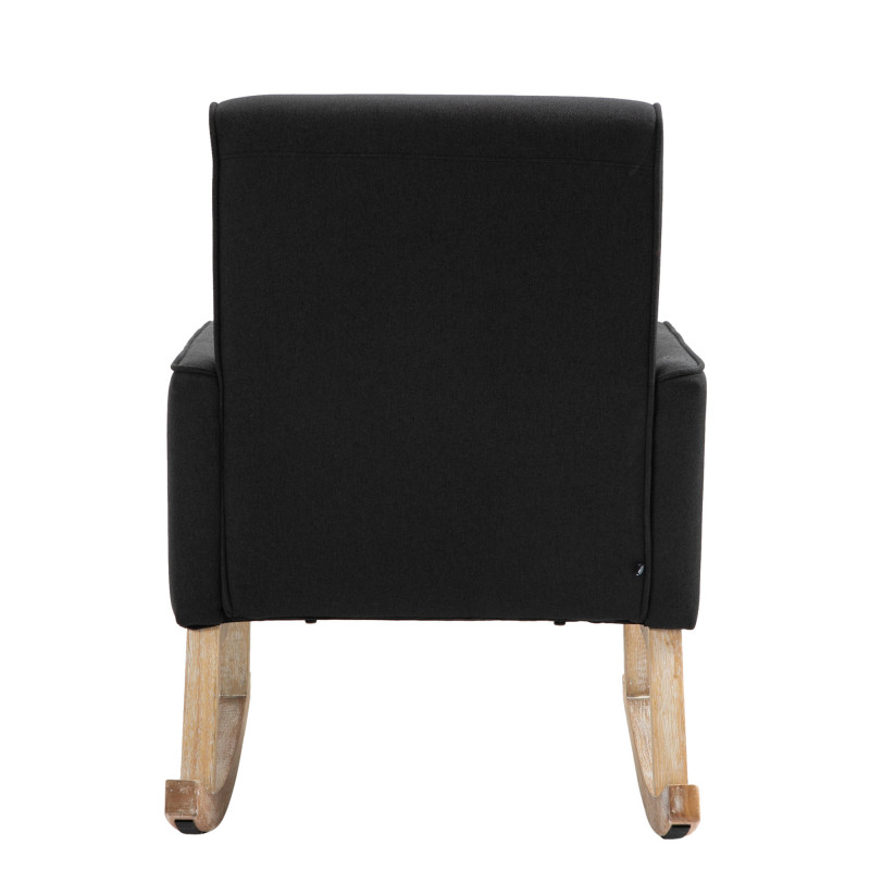 Fauteuil à bascule rétro scandinave Tissu Noir Capitonné Bois Naturel Koyen - 5