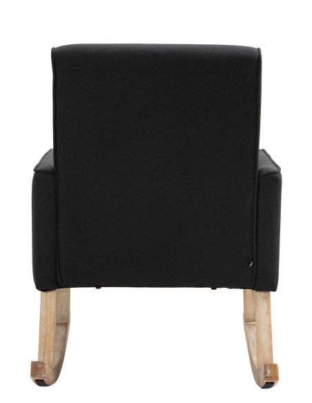 Fauteuil à bascule rétro scandinave Tissu Noir Capitonné Bois Naturel Koyen - 5