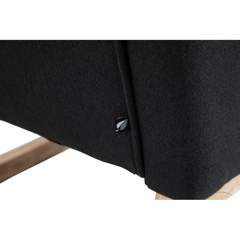 Fauteuil à bascule rétro scandinave Tissu Noir Capitonné Bois Naturel Koyen 