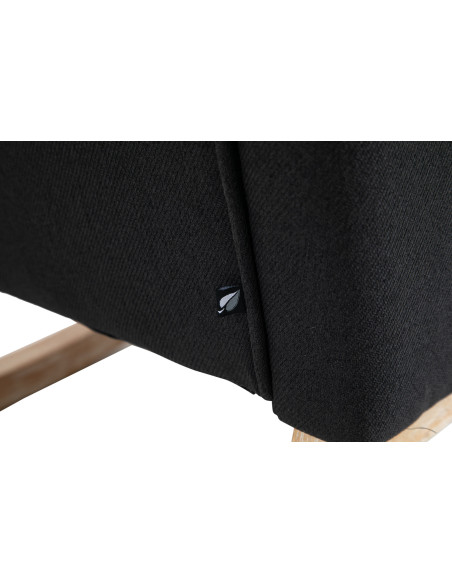 Fauteuil à bascule rétro scandinave Tissu Noir Capitonné Bois Naturel Koyen 
