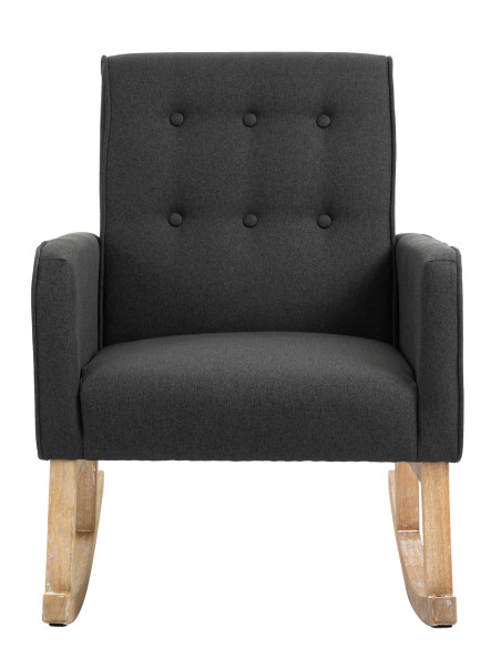 Fauteuil à bascule rétro scandinave Tissu Gris foncé Capitonné Bois Naturel Koyen - 2