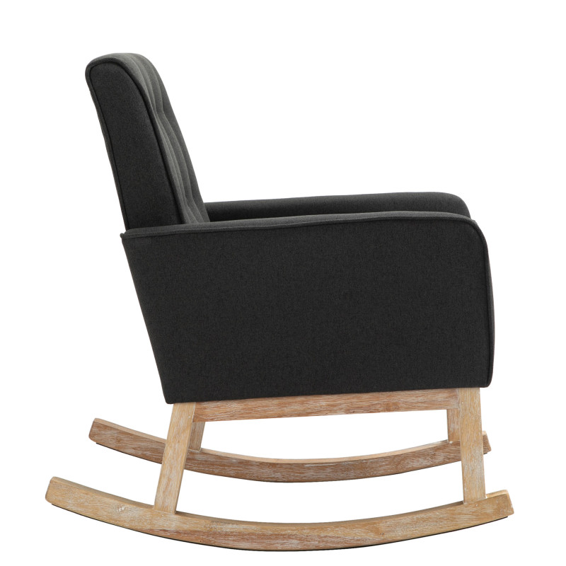 Fauteuil à bascule rétro scandinave Tissu Gris foncé Capitonné Bois Naturel Koyen - 3