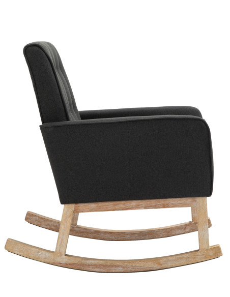 Fauteuil à bascule rétro scandinave Tissu Gris foncé Capitonné Bois Naturel Koyen - 3