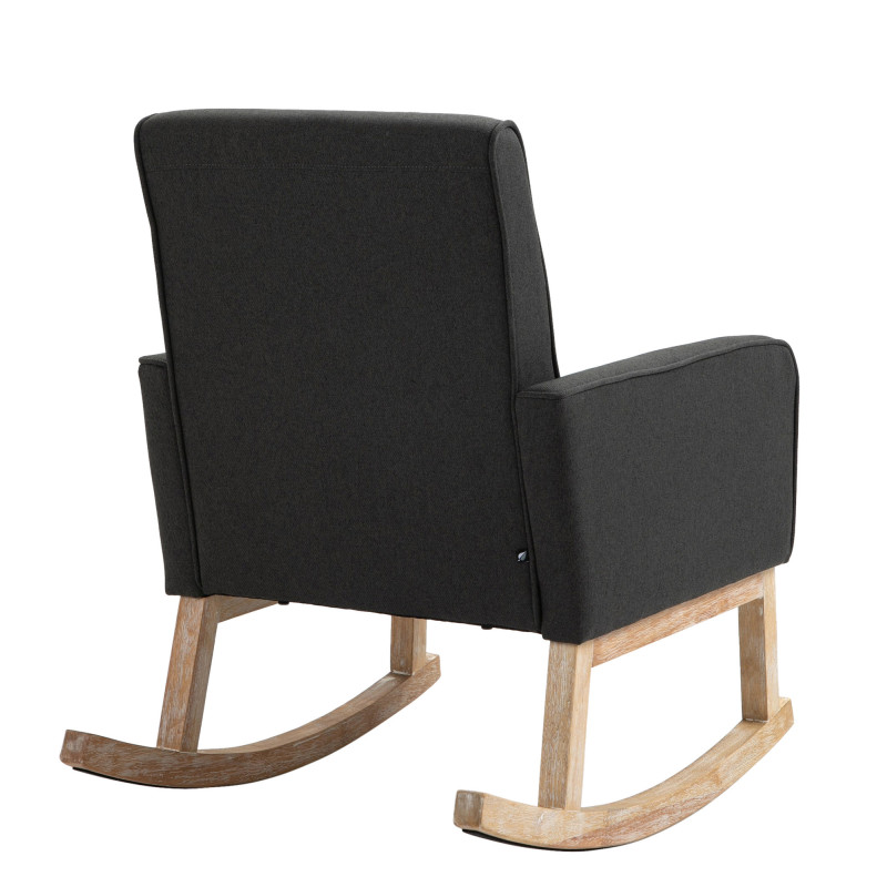 Fauteuil à bascule rétro scandinave Tissu Gris foncé Capitonné Bois Naturel Koyen - 4