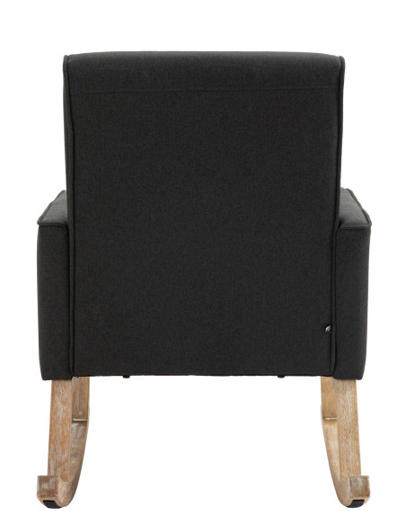 Fauteuil à bascule rétro scandinave Tissu Gris foncé Capitonné Bois Naturel Koyen - 5