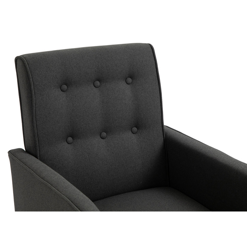 Fauteuil à bascule rétro scandinave Tissu Gris foncé Capitonné Bois Naturel Koyen - 6