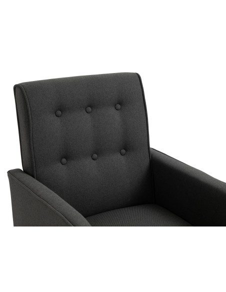 Fauteuil à bascule rétro scandinave Tissu Gris foncé Capitonné Bois Naturel Koyen - 6