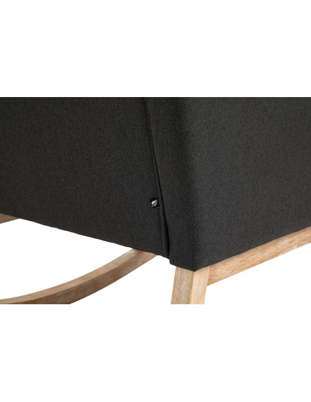 Fauteuil à bascule rétro scandinave Tissu Gris foncé Capitonné Bois Naturel Koyen - 8