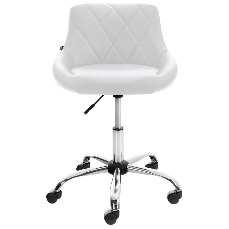 Chaise de bureau à roulettes moderne chic Polyuréthane Blanc Matelassé Métal Argenté Chromé Beyra - 2