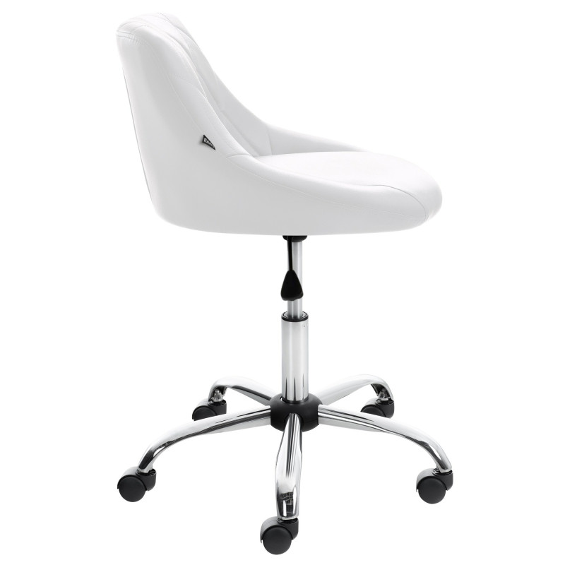 Chaise de bureau à roulettes moderne chic Polyuréthane Blanc Matelassé Métal Argenté Chromé Beyra - 3