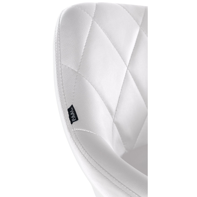 Chaise de bureau à roulettes moderne chic Polyuréthane Blanc Matelassé Métal Argenté Chromé Beyra - 4