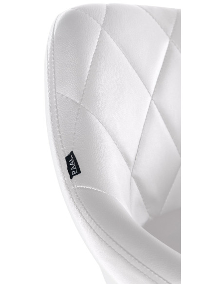 Chaise de bureau à roulettes moderne chic Polyuréthane Blanc Matelassé Métal Argenté Chromé Beyra - 4