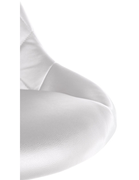 Chaise de bureau à roulettes moderne chic Polyuréthane Blanc Matelassé Métal Argenté Chromé Beyra - 5