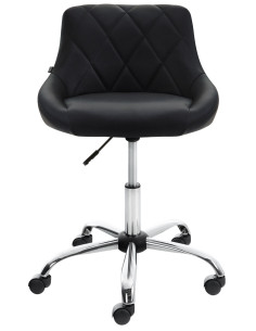Chaise de bureau à roulettes moderne chic Polyuréthane Noir Matelassé Métal Argenté Chromé Beyra - 2