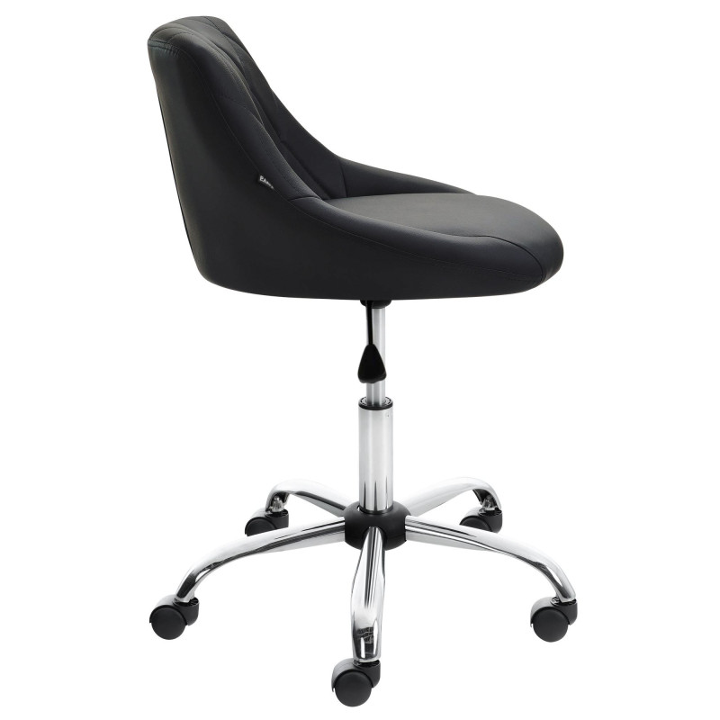 Chaise de bureau à roulettes moderne chic Polyuréthane Noir Matelassé Métal Argenté Chromé Beyra - 3