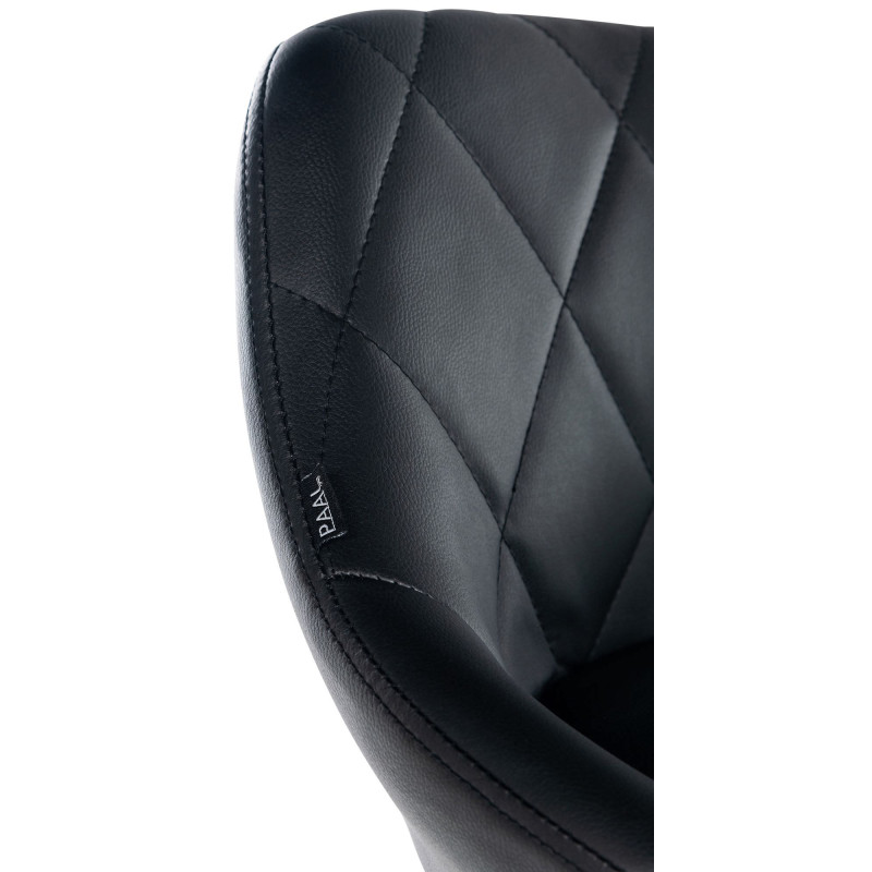 Chaise de bureau à roulettes moderne chic Polyuréthane Noir Matelassé Métal Argenté Chromé Beyra - 4