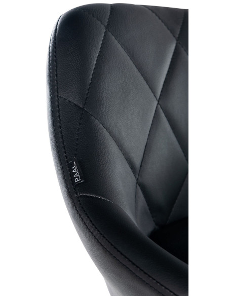 Chaise de bureau à roulettes moderne chic Polyuréthane Noir Matelassé Métal Argenté Chromé Beyra - 4