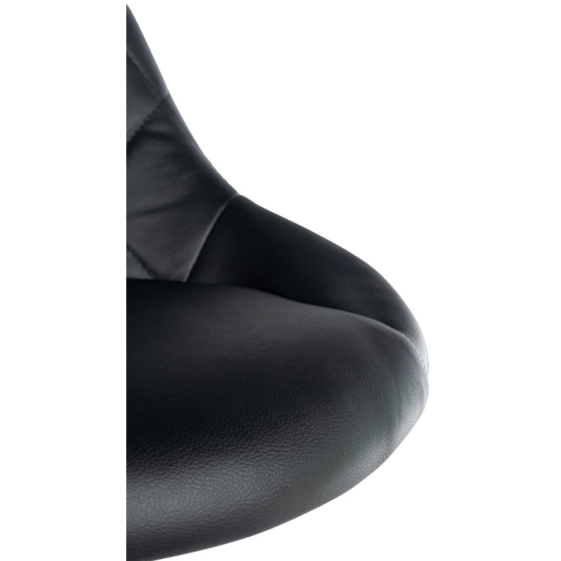 Chaise de bureau à roulettes moderne chic Polyuréthane Noir Matelassé Métal Argenté Chromé Beyra - 5