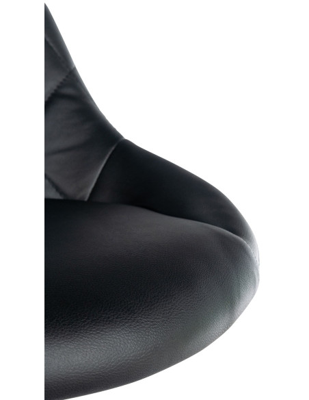 Chaise de bureau à roulettes moderne chic Polyuréthane Noir Matelassé Métal Argenté Chromé Beyra - 5