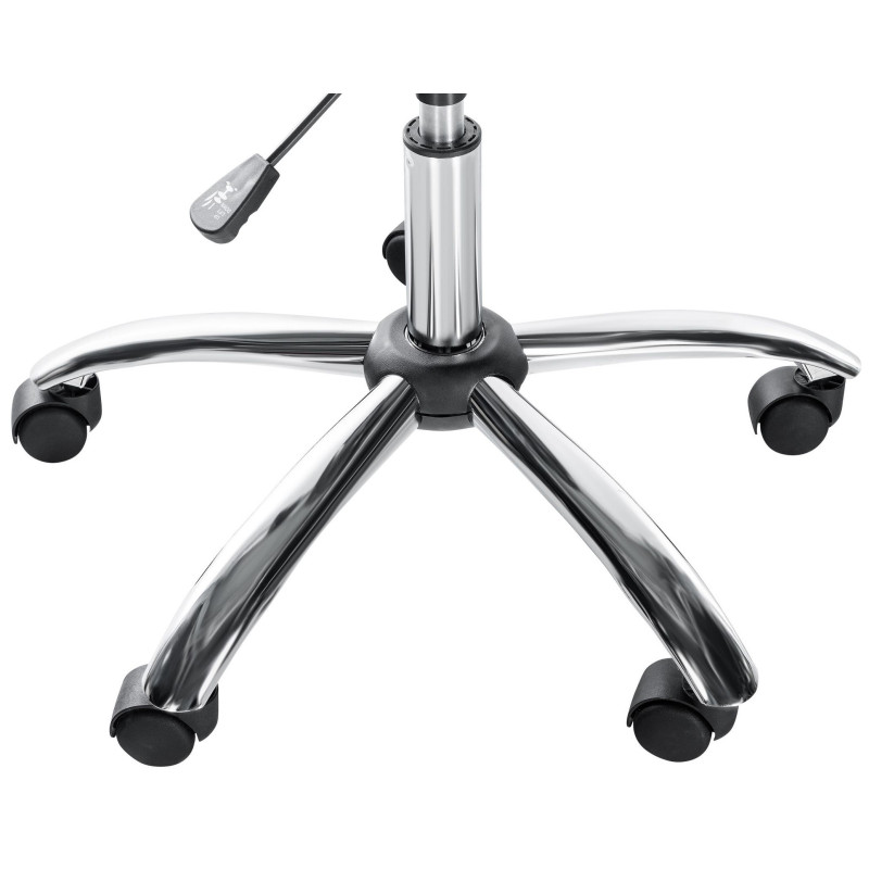 Chaise de bureau à roulettes moderne chic Polyuréthane Noir Matelassé Métal Argenté Chromé Beyra - 6