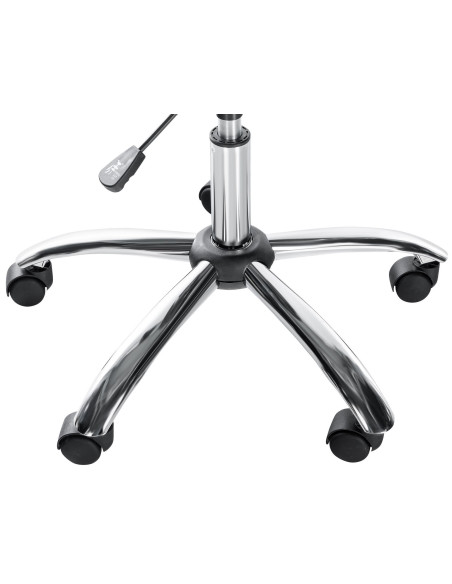 Chaise de bureau à roulettes moderne chic Polyuréthane Noir Matelassé Métal Argenté Chromé Beyra - 6