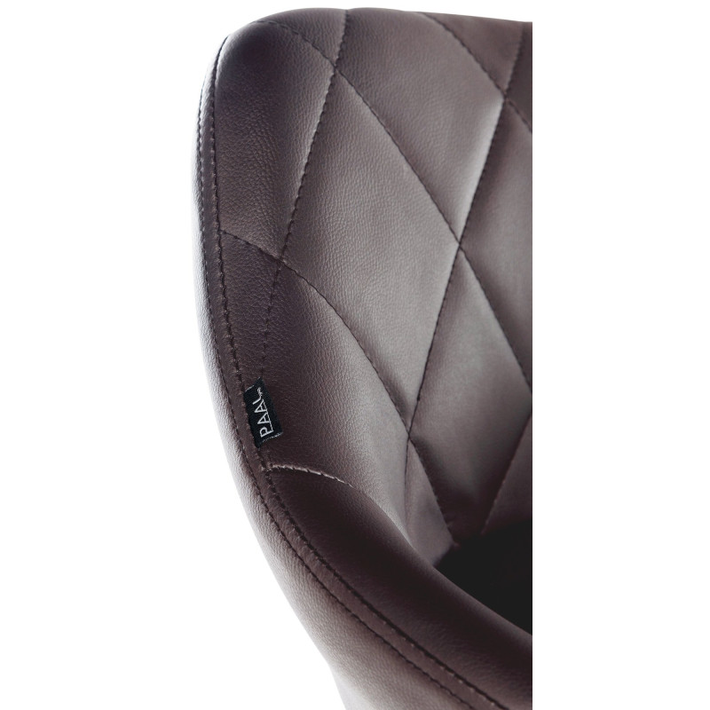 Chaise de bureau à roulettes moderne chic Polyuréthane Marron Matelassé Métal Argenté Chromé Beyra - 4