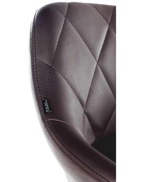 Chaise de bureau à roulettes moderne chic Polyuréthane Marron Matelassé Métal Argenté Chromé Beyra - 4