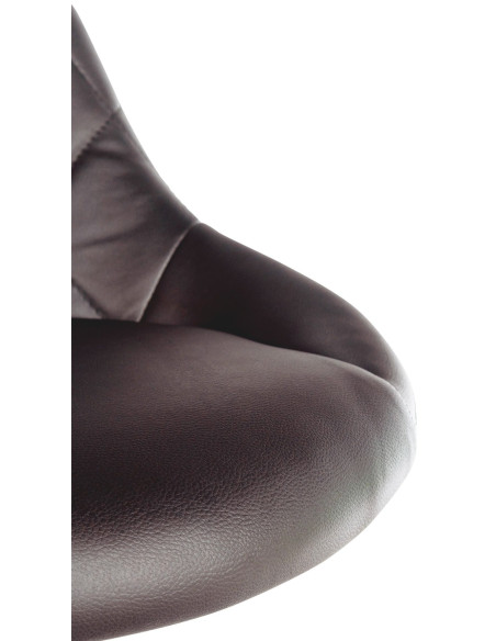 Chaise de bureau à roulettes moderne chic Polyuréthane Marron Matelassé Métal Argenté Chromé Beyra - 5