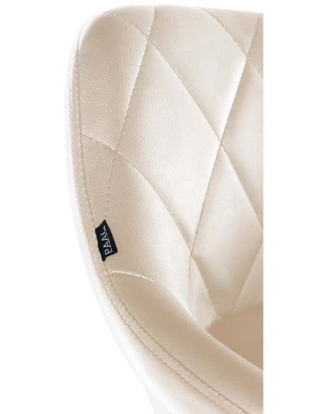 Chaise de bureau à roulettes moderne chic Polyuréthane Blanc crème Matelassé Métal Argenté Chromé Beyra - 4