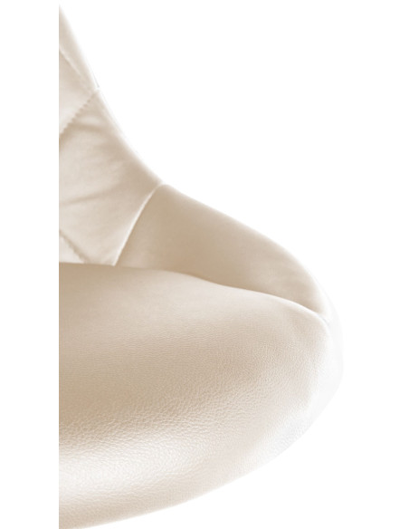 Chaise de bureau à roulettes moderne chic Polyuréthane Blanc crème Matelassé Métal Argenté Chromé Beyra - 5