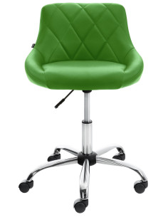Chaise de bureau à roulettes moderne chic Polyuréthane Vert Matelassé Métal Argenté Chromé Beyra 