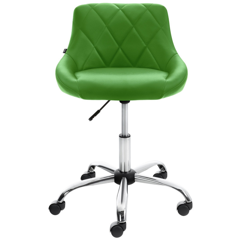 Chaise de bureau à roulettes moderne chic Polyuréthane Vert Matelassé Métal Argenté Chromé Beyra 
