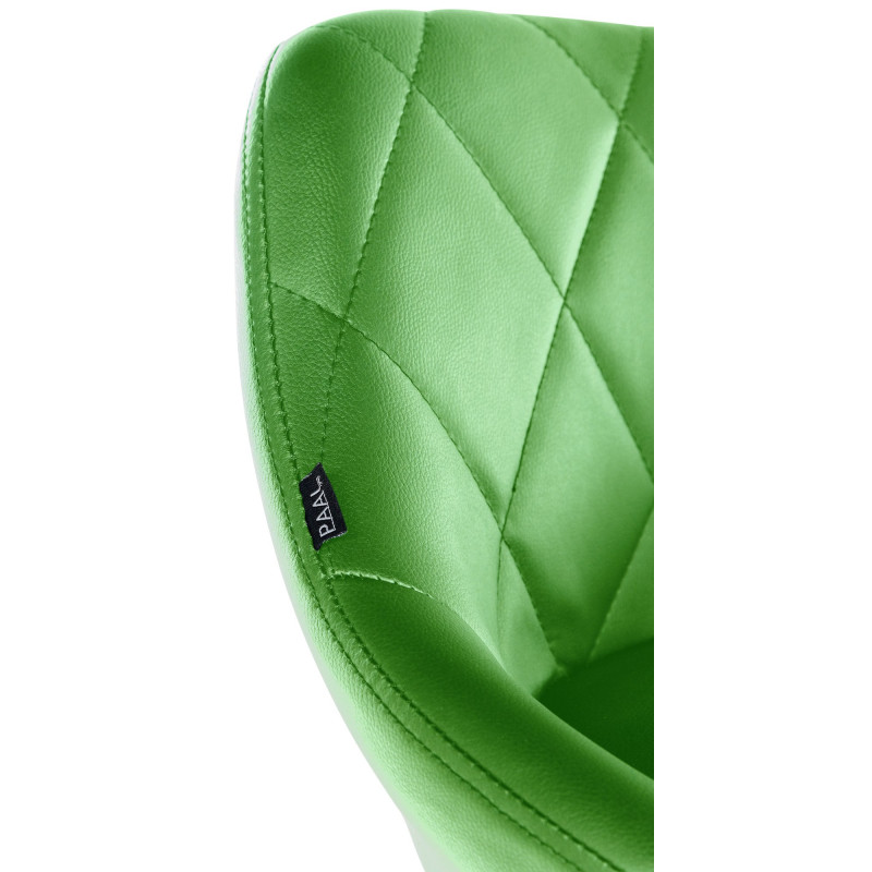 Chaise de bureau à roulettes moderne chic Polyuréthane Vert Matelassé Métal Argenté Chromé Beyra 