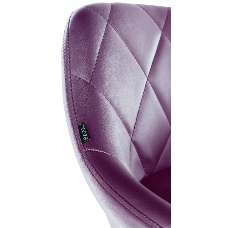 Chaise de bureau à roulettes moderne chic Polyuréthane Violet Matelassé Métal Argenté Chromé Beyra - 4